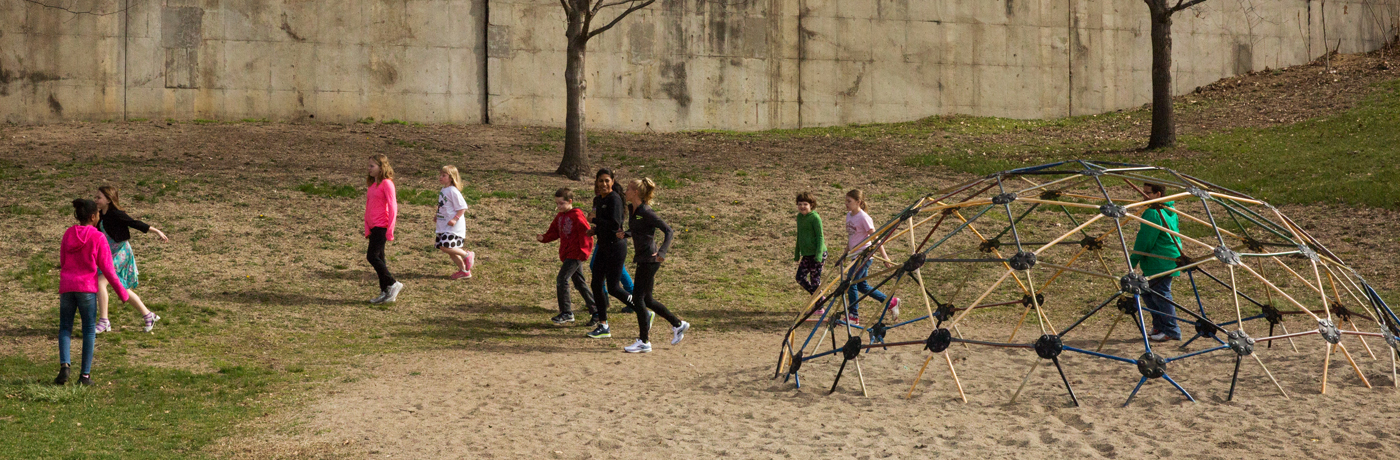 Stowe Elementary School Students on Playground